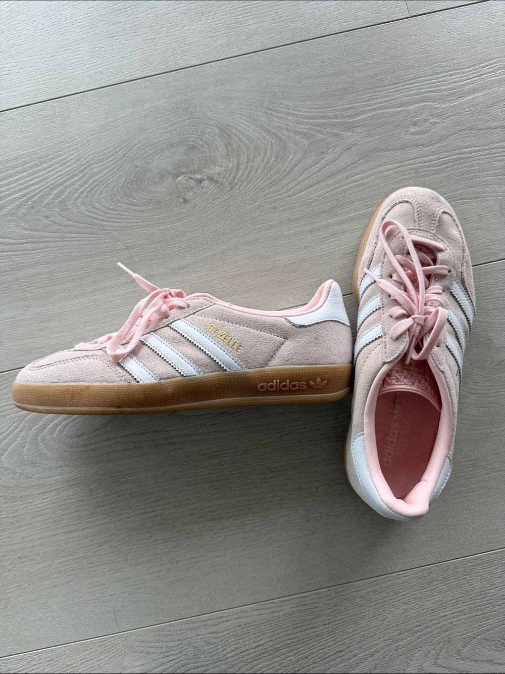 adidas Women's Gazelle Pink Suede Sneakers with White Stripes